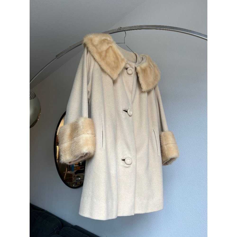 Vintage 1950’s cashmere fur trim coat